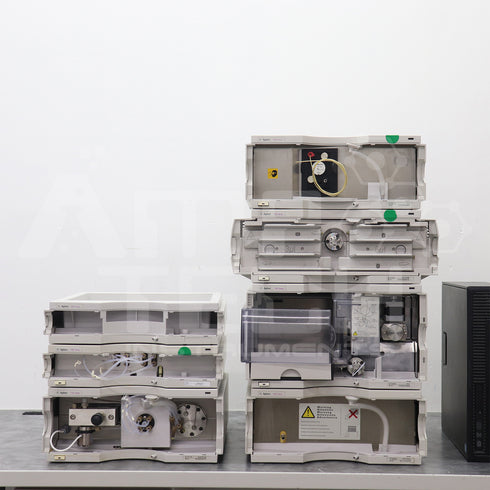 Rear View of Agilent 7-Piece 1100 HPLC System w/ FLD + QuatPump For Sale