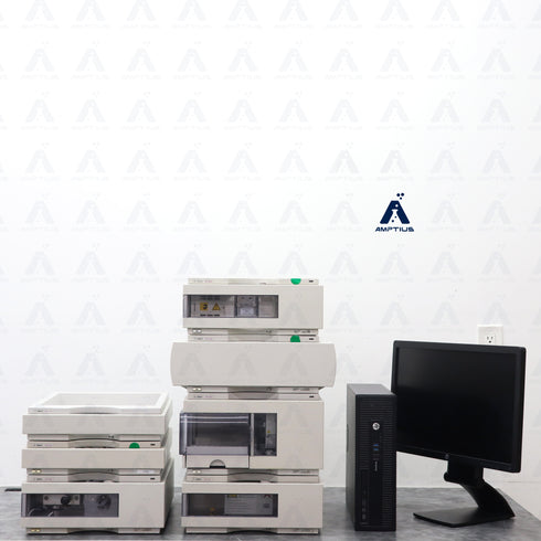 Photo of a refurbished Agilent 1100 HPLC with VWD and Quatpump for sale.