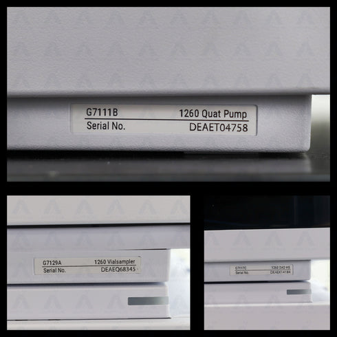 Photo collage of an Agilent 1260 Infinity II HPLC with DAD available for purchase at lower cost.