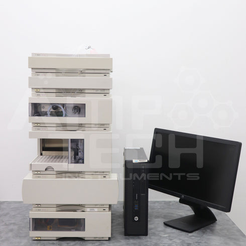 Photo of Used Agilent 6-Piece 1100 HPLC System w/ DAD + QuatPump For Sale with warranty.