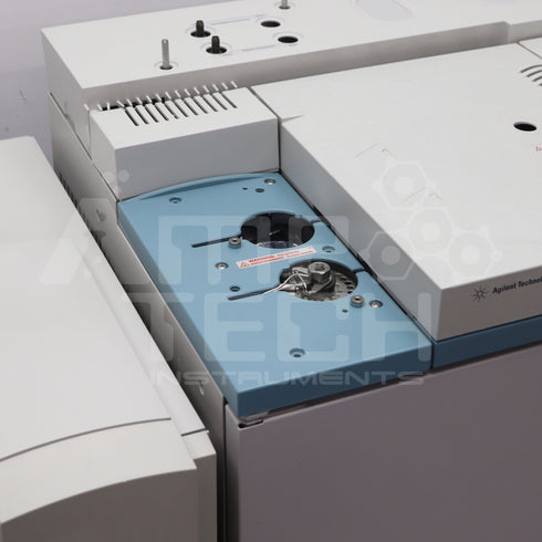 Close up photo of Agilent 6890N 5973N GCMS System for sale. Refurbished by Amptius in central Florida.