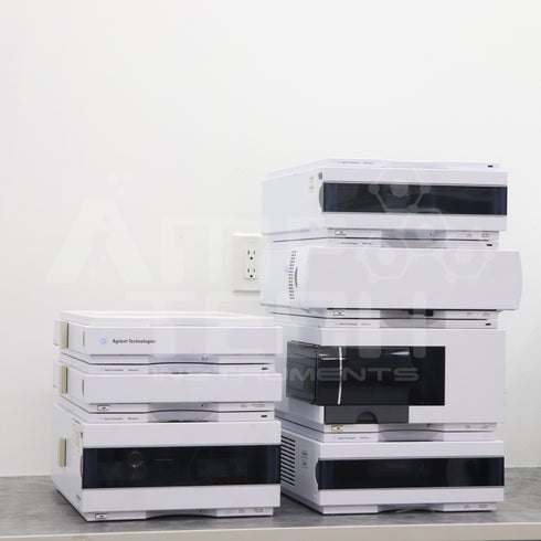 Photo of well maintained Agilent 7-Piece 1260 1200 Infinity HPLC System for sale with warranty.