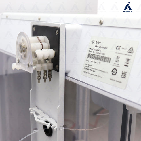 Refurbished Agilent SPS 4 autosampler back panel view showing model and serial number