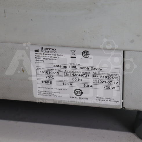 Photo of Microbiological Incubator Thermo Fisher Isotemp Gravity Convection Stainless Steel 180L