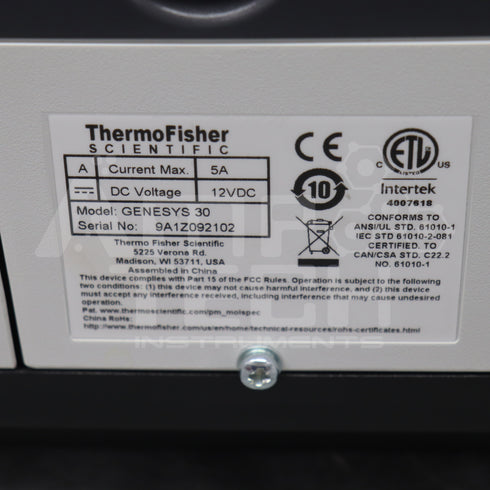 Photo of Thermo Scientific GENESYS 30 VIS Spectrophotometer with low usage hours.
