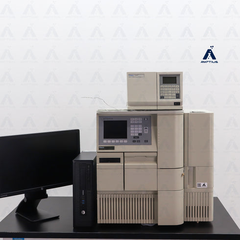 Photo of Waters Alliance 2695 HPLC System with 2487 UV Detector and Computer with Software. Complete System, front view.