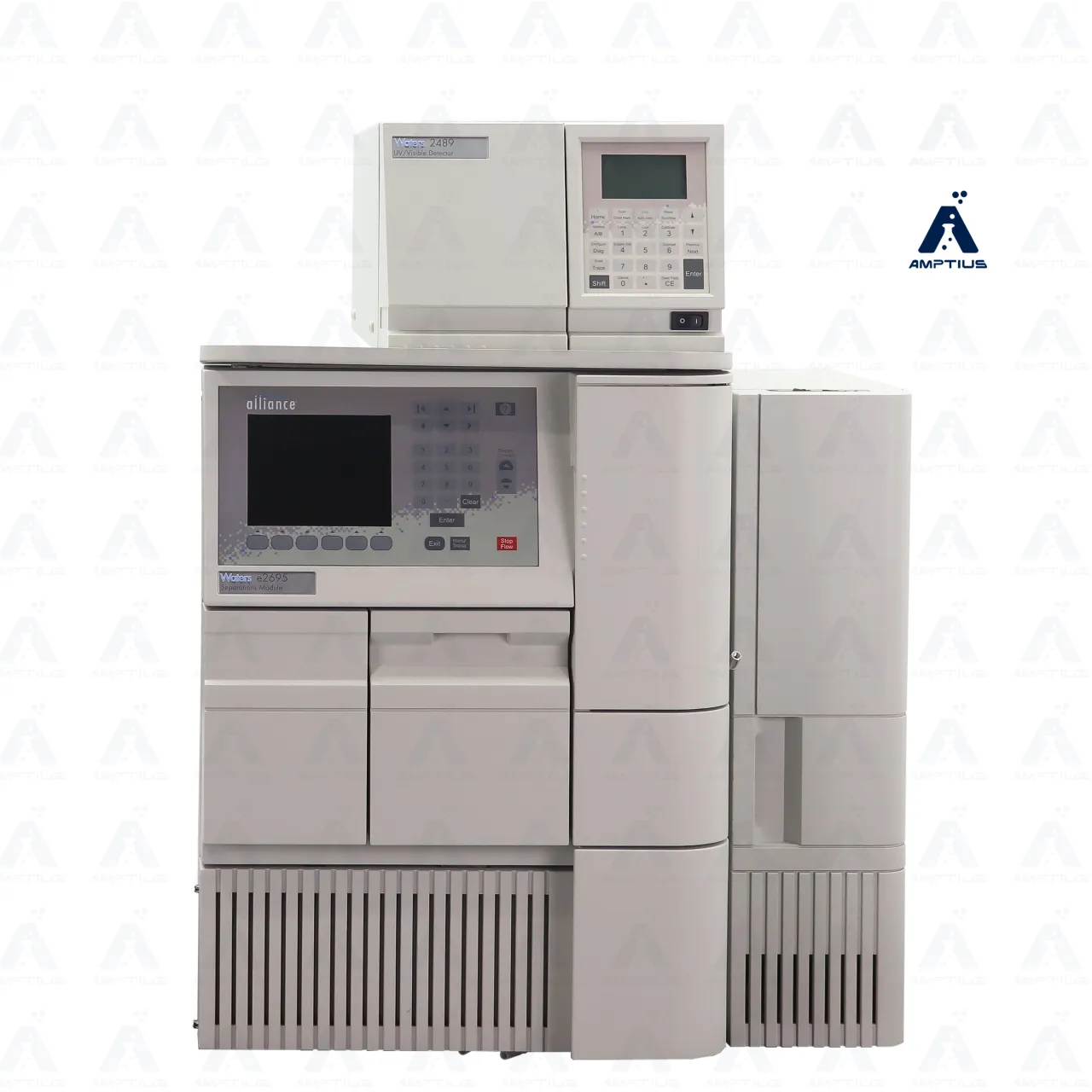 Photo of a refurbished Waters Alliance e2695 HPLC with 2489 UV Visible Detector for sale.