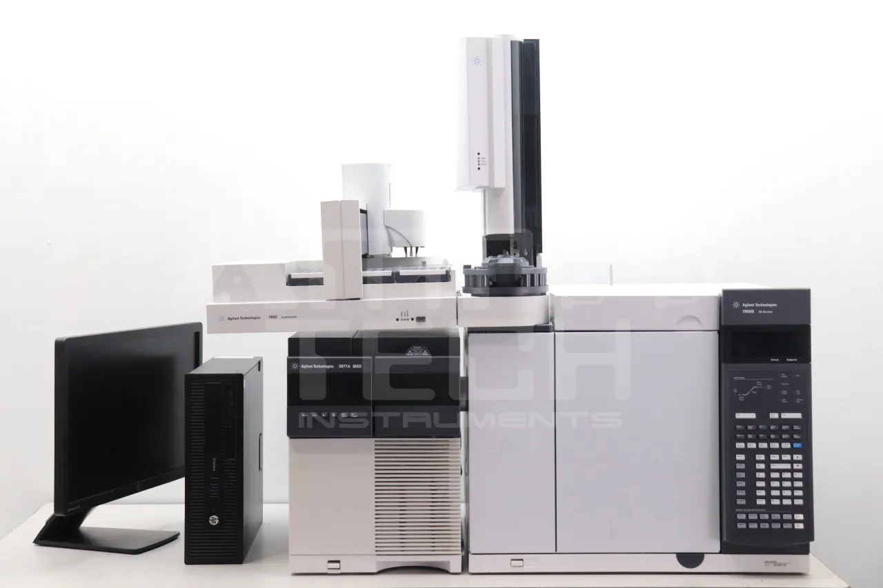 Agilent 7890B Gas Chromatography with 5977 MSD and 7693 Autosampler, professionally refurbished by Amp Tech Instruments.
