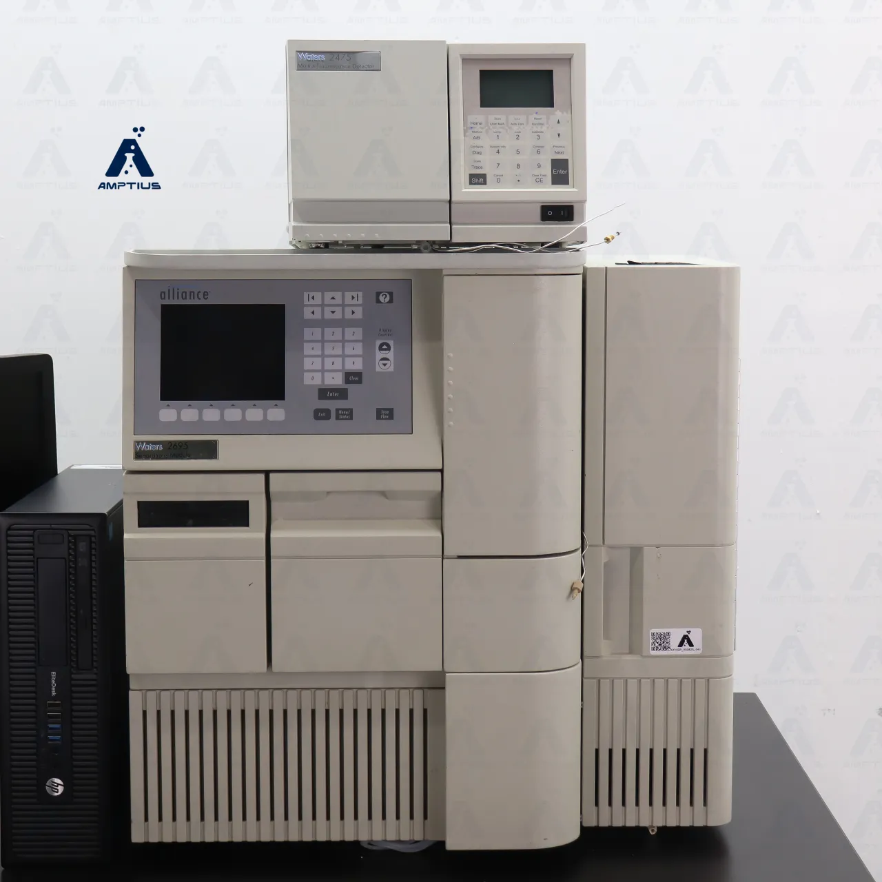 Photo of a refurbished HPLC Waters Alliance 2695 with Waters 2475 Fluorescence Detector, fully tested by Amp Tech in Central Florida.