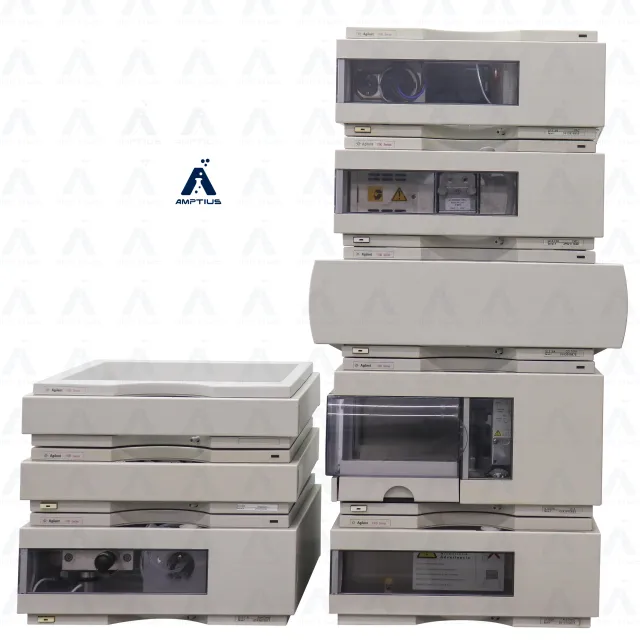 Photo of a refurbished Agilent 1100 HPLC system with DAD and Quatpump for sale.