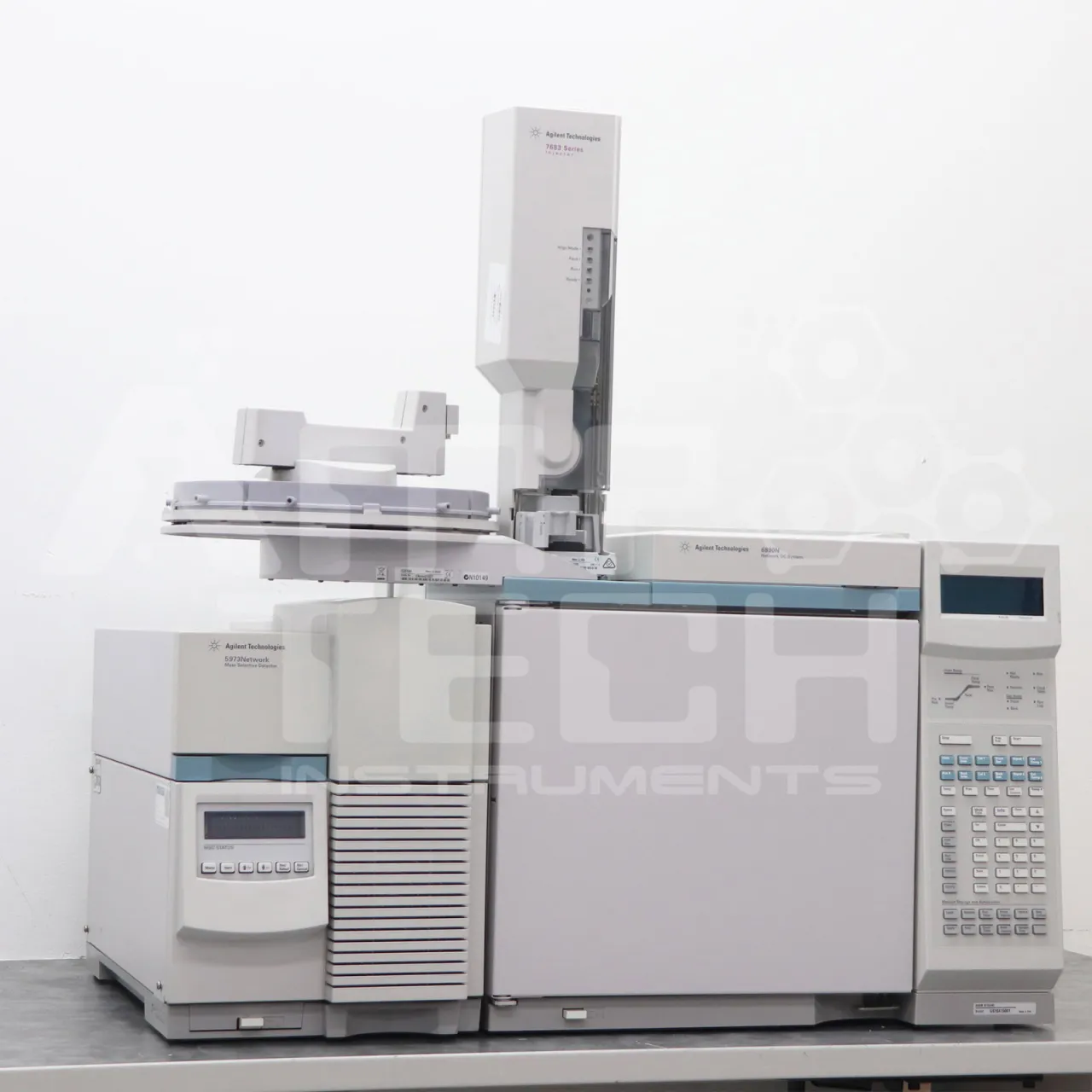 GC Agilent 6890N with 5973N MSD and 7683 Autosampler | Turbo Pump GCMS System, professionally refurbished by Amp Tech Instruments.