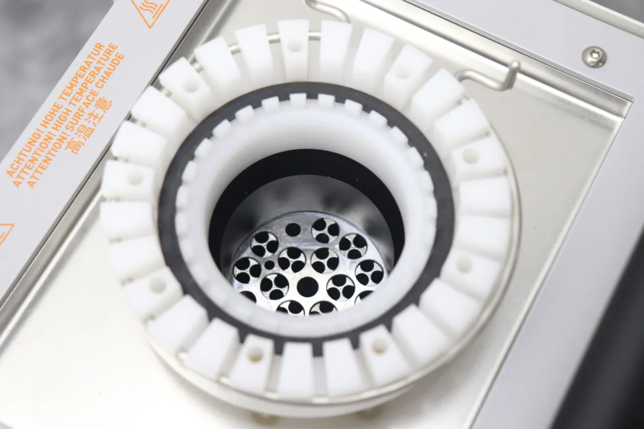 Clean centrifuge rotor seen from above