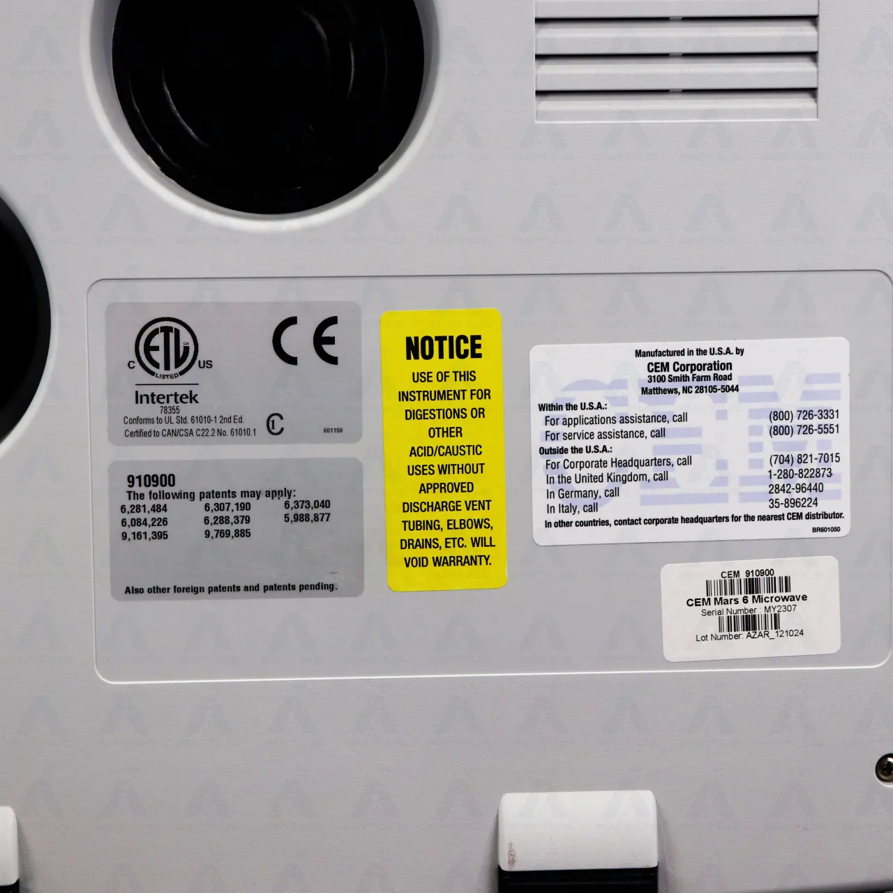 Photo of CEM Microwave Digestion System, fully tested at our in-house testing laboratory.