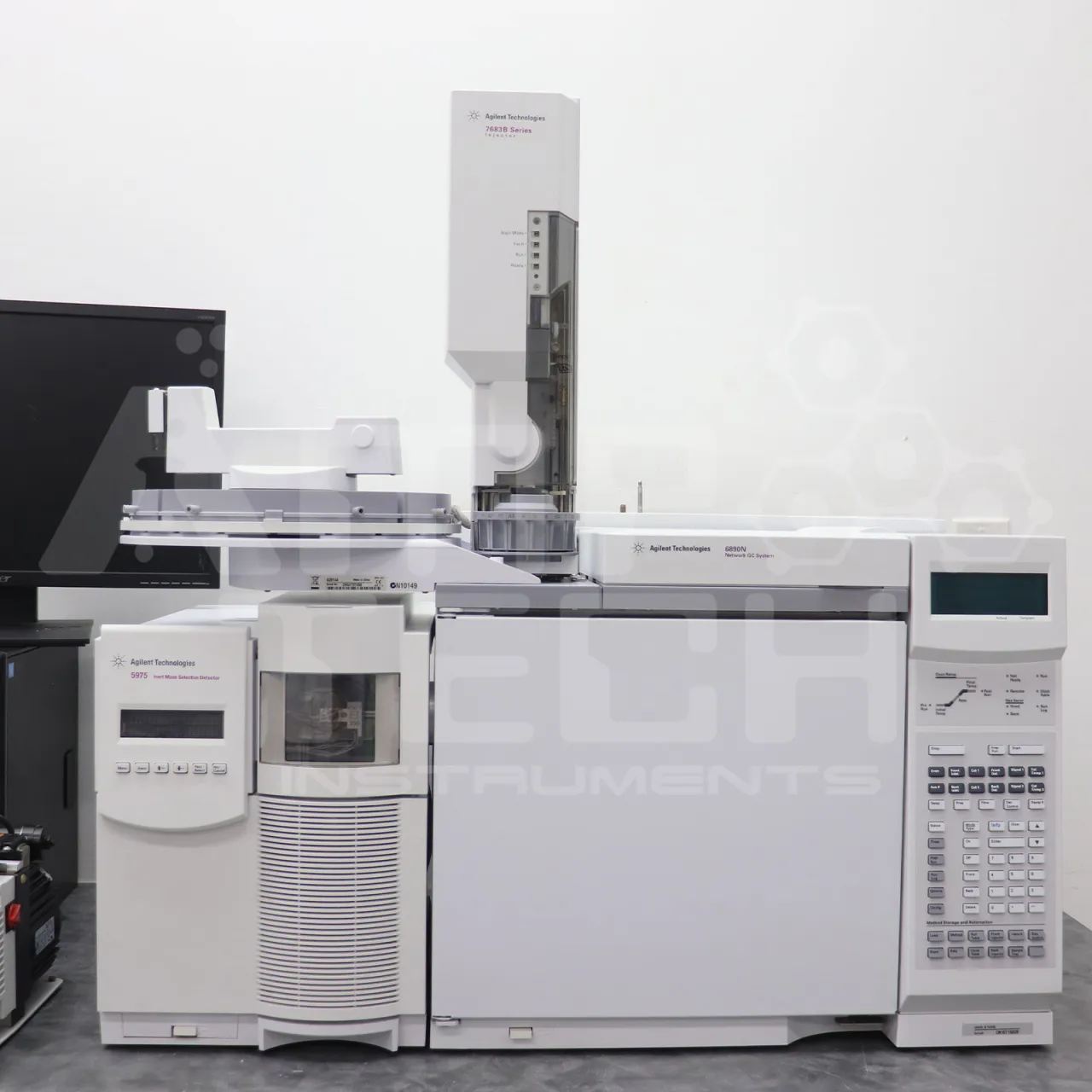 Agilent Technologies 6890N with 5975 MSD and 7683 Autosampler, Inert GCMS System, high-quality refurbished laboratory equipment for sale.