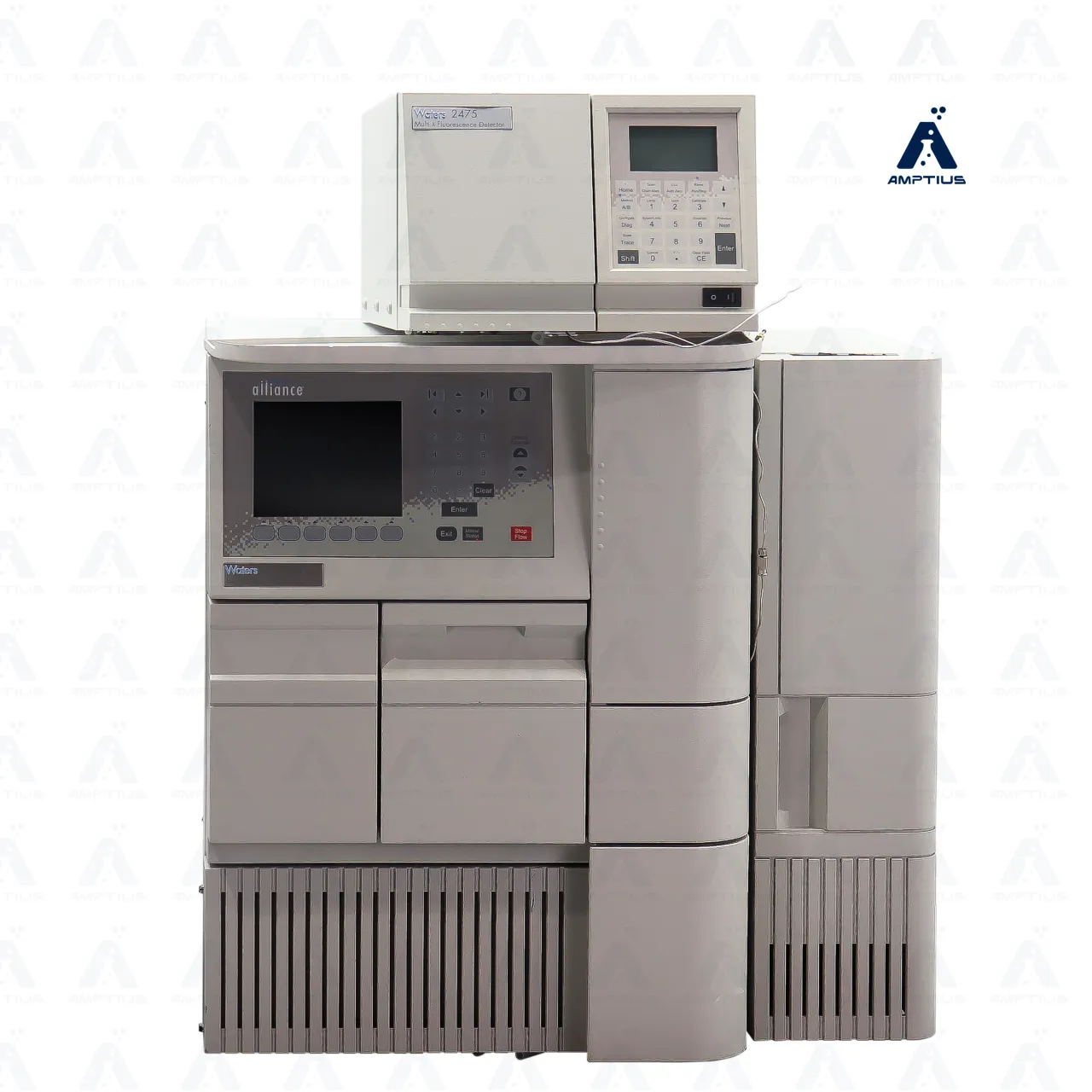 Photo of a refurbished HPLC Waters Alliance e2695 with Waters 2475 FLR Detector, for sale.